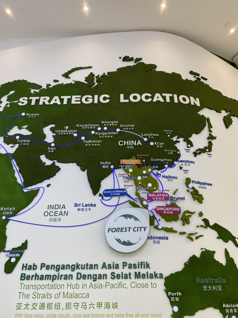 フォレストシティの戦略的ロケーションを示す世界地図